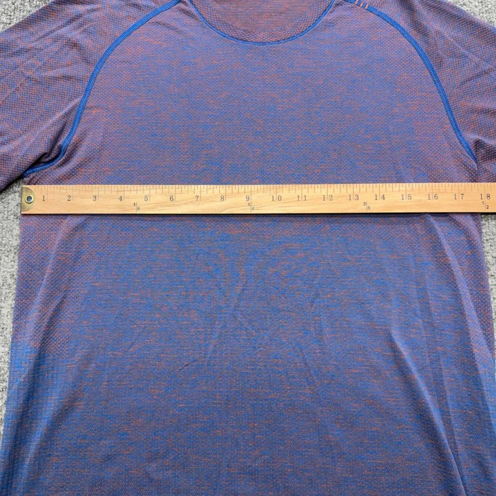Lululemon Metal Vent Tech Short Sleeve Shirt Blue Orange Heathered Mens Small